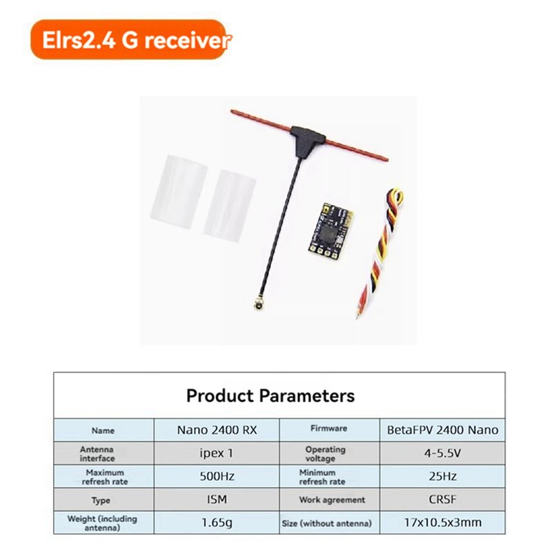 Drone Antenna - ABXE-5X ELRS受信機 2.4GHz NANO ExpressLRS受信機 CRSF対応、T型アンテナ付き。RC