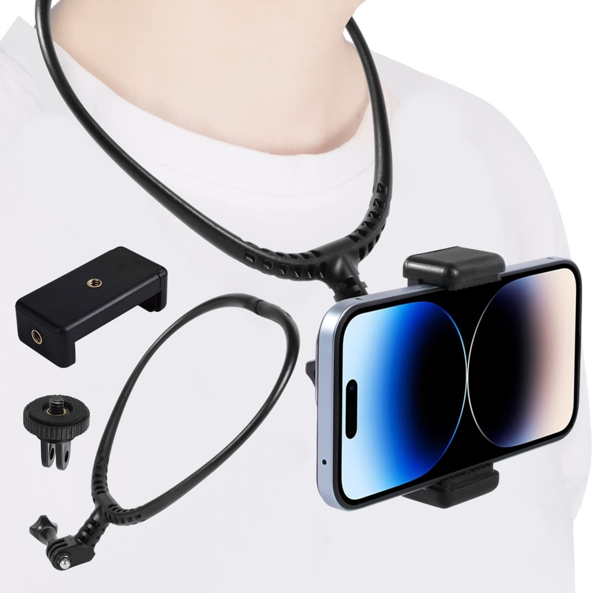 Runcam Camera - スマホ、GoPro Hero 13/11/10、Insta360 X4、DJI Osmo Actionカメラ用ネックホルダーマウント、手ぶれ防止ランヤードストラップ、GoProアクセサリー