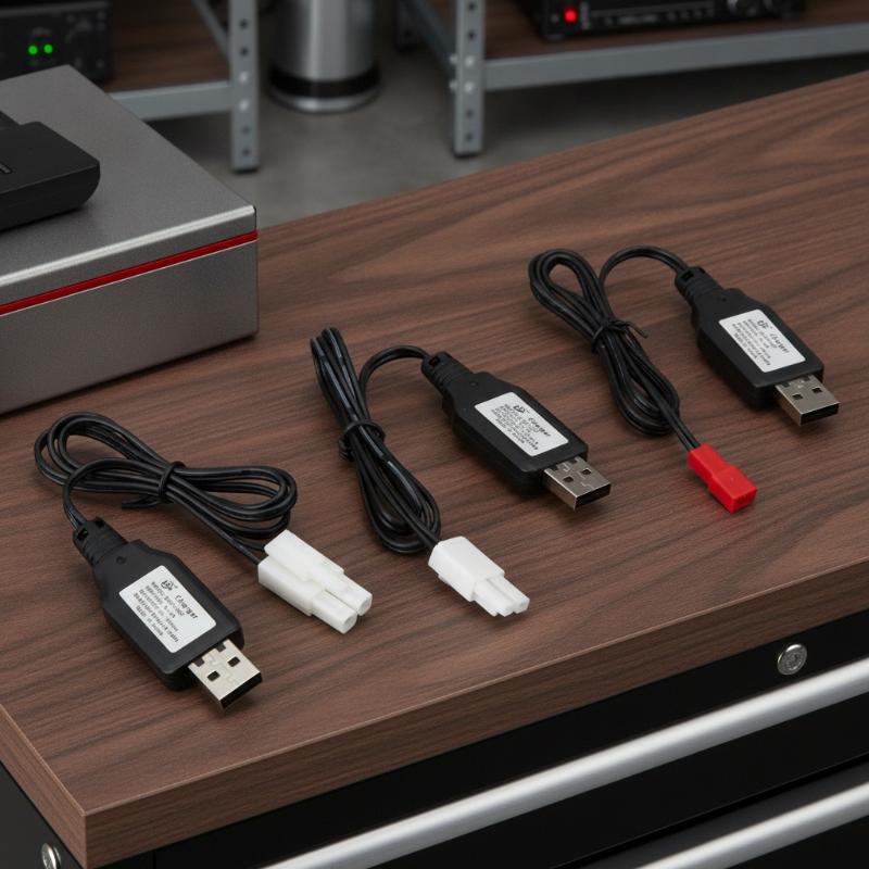 Drone Battery Charger - 耐久性に優れたUSB 3.7V 500mAバッテリー充電器ユニット。JST KET EL、赤色のメス型プラグ。RCドローン用小型部品の交換に。
