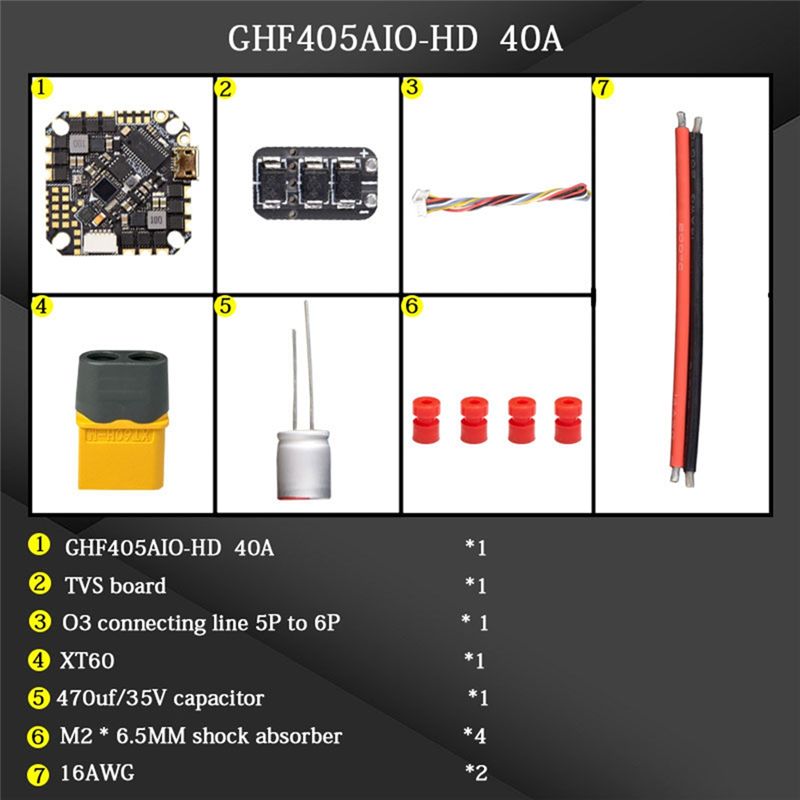 F405 Flight Controller - ABTI-GHF405AIO-HD 40A AIOフライトコントローラー F405 F4内蔵OSD、BLHeli-S ESC、2-6S