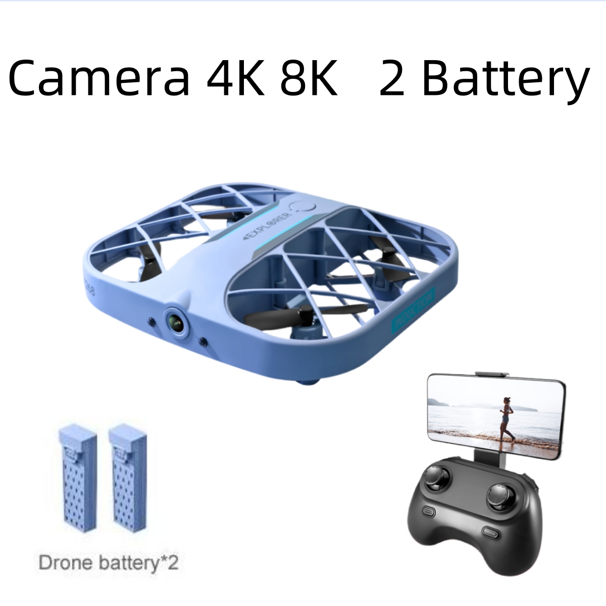 Brushed Drone Motor - JJRC H107 FPV RCドローン（バッテリー2個付き）、8K/4Kカメラ搭載クアッドコプター、リモコン付きドローン、クリスマスプレゼントに最適