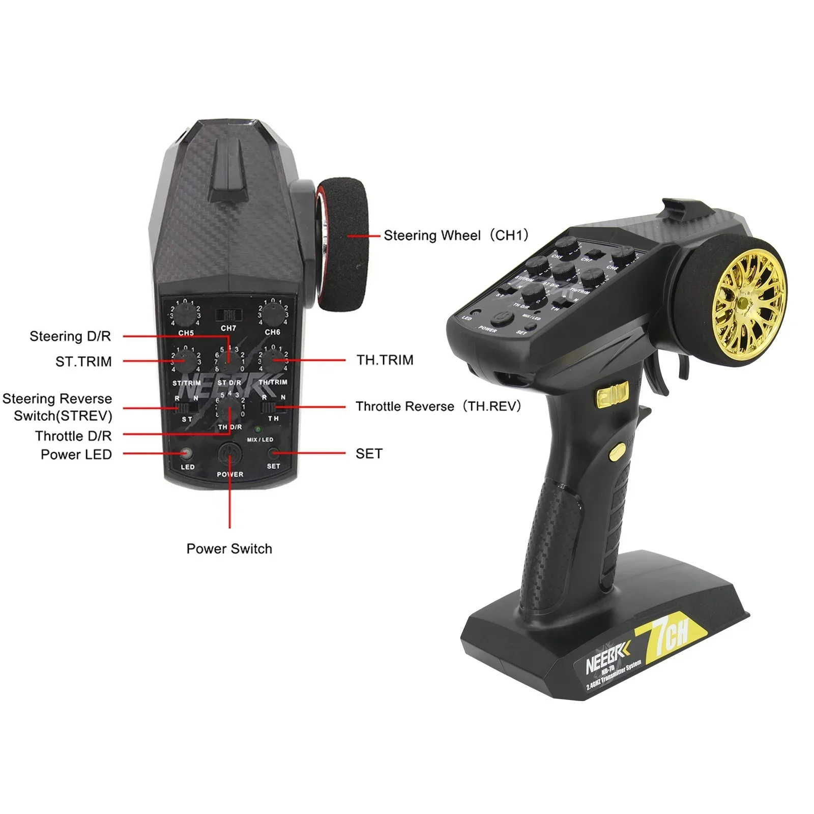 NEEBRC 7CH 2.4Ghz無線システム送信機 6ピン - Radio Transmitter 2.4Ghz のレビューと価格