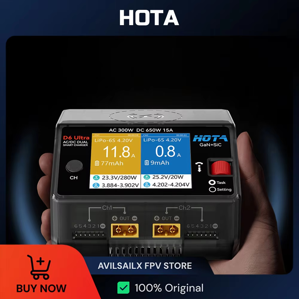 HOTA D6 Ultra GaN+SiC デュアルチャンネ - Lipo Battery 6S のレビューと価格