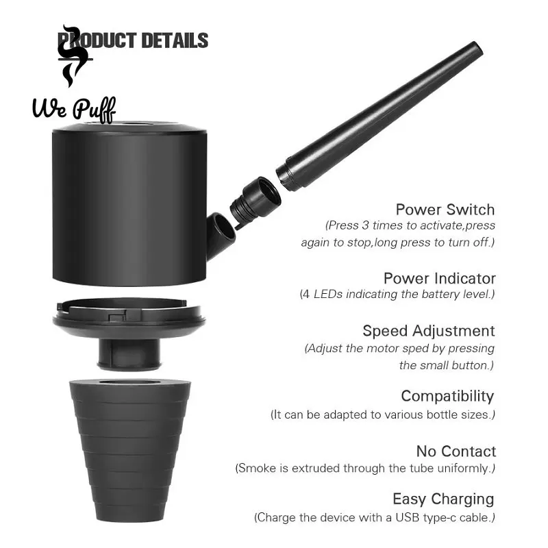 WE PUFF シーシャブロワー自動電気高馬力水ギセルスター - Smoke Stopper のレビューと価格