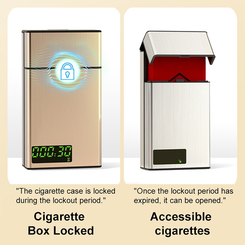 スマートタバコボックス アルミ製 自己規律タイマーロックボッ - Smoke Stopper のレビューと価格