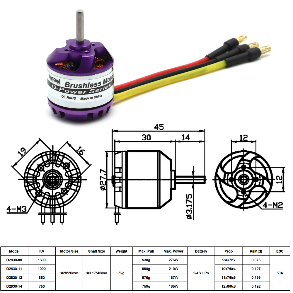 D2830 1300KV 1000KV 850KV 750K - Brushed Drone Motor のレビューと価格