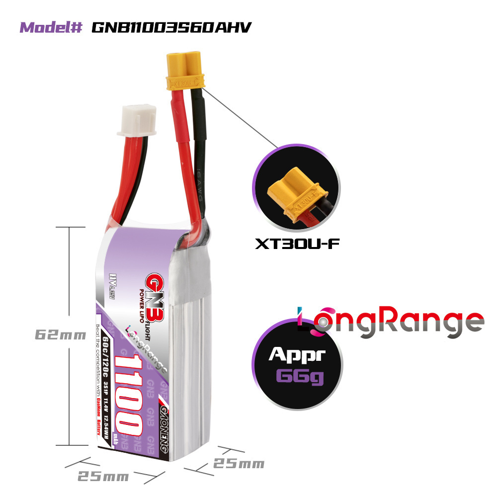 GNB 1100mAh 2S 3S 4S 6S 60C/12 - Lipo Battery 6S のレビューと価格