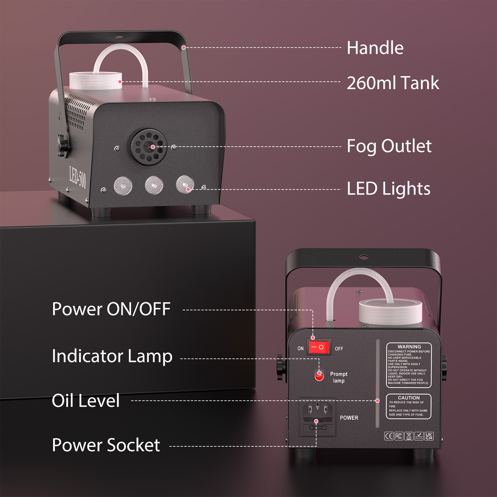 U'King 500W スモークマシン RGB 3色LEDミ - Smoke Stopper のレビューと価格